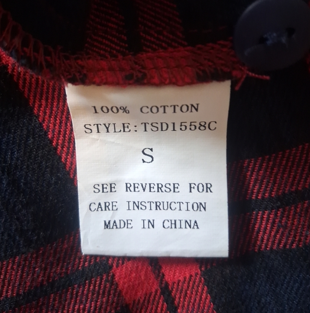 Jade Red Black Navy Plaid Flannel Dress Button Front Roll Tab Sleeve Small - Picture 3 of 14